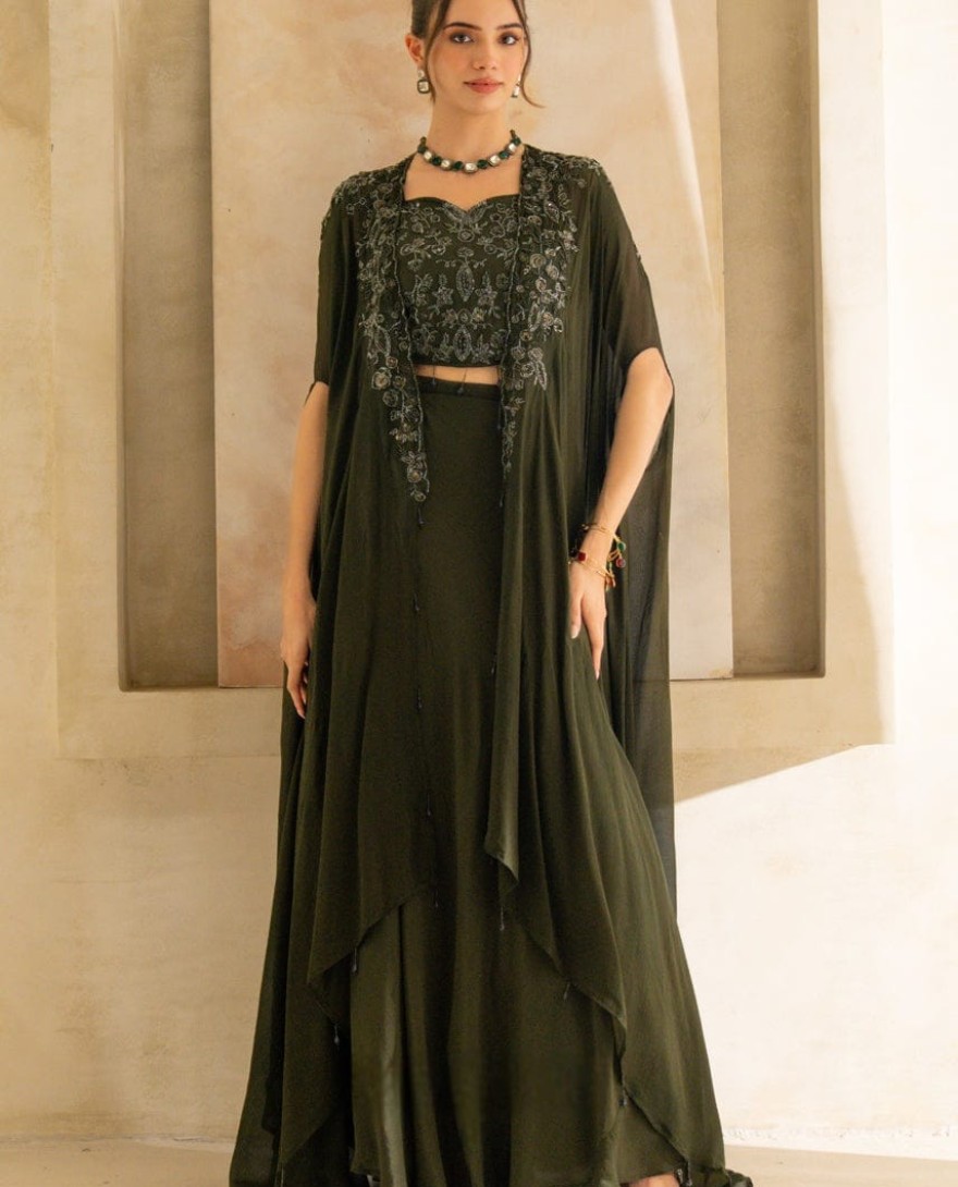 GREEN - Regal Embellished Indo-Western Set