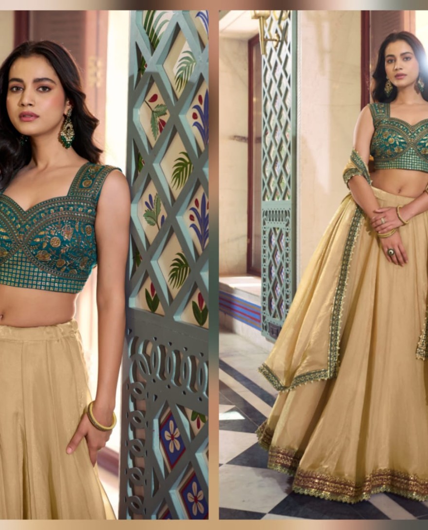 CREAM - Chiku Color Bridesmaid Chaniya Choli
