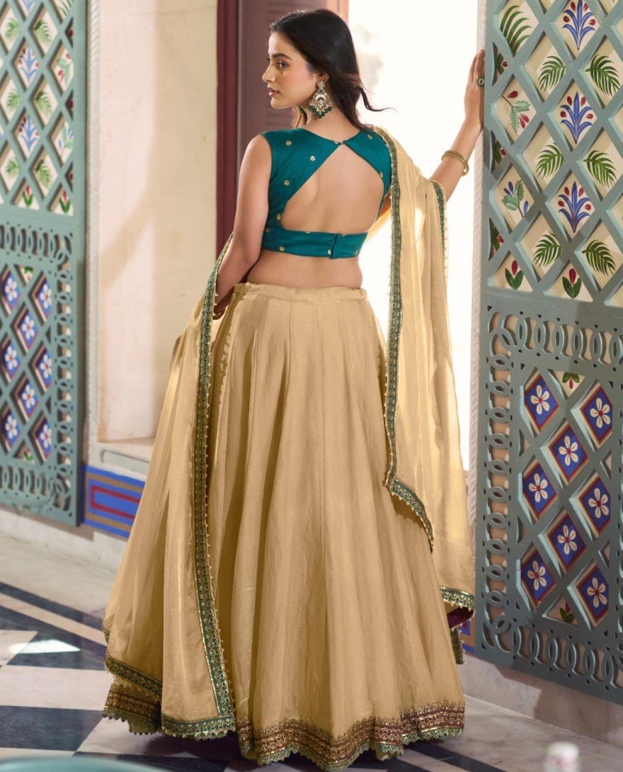 CREAM - Chiku Color Bridesmaid Chaniya Choli