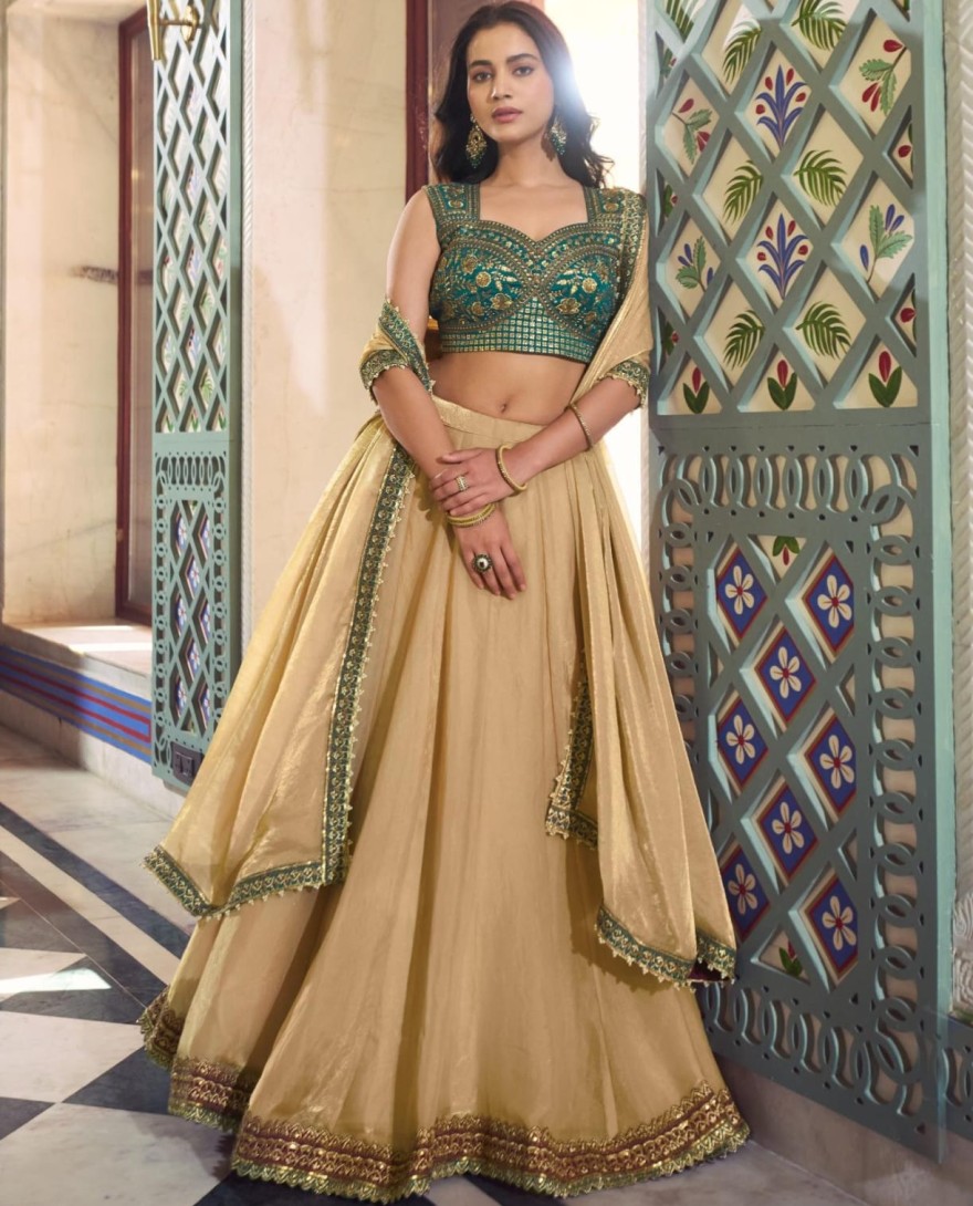 CREAM - Chiku Color Bridesmaid Chaniya Choli