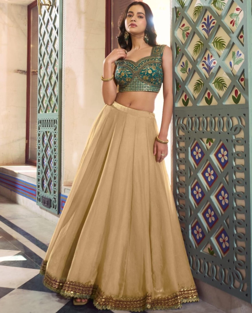 CREAM - Chiku Color Bridesmaid Chaniya Choli