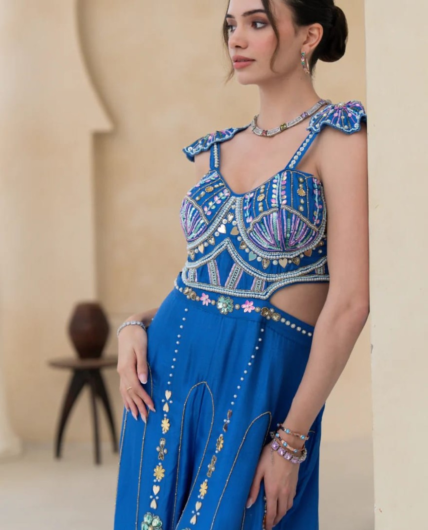 LIGHTBLUE - Royale Blue Handwork Jumpsuit