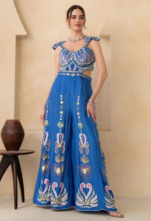 Royale Blue Handwork Jumpsuit