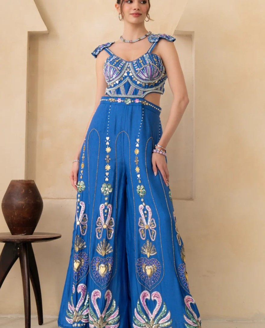 LIGHTBLUE - Royale Blue Handwork Jumpsuit