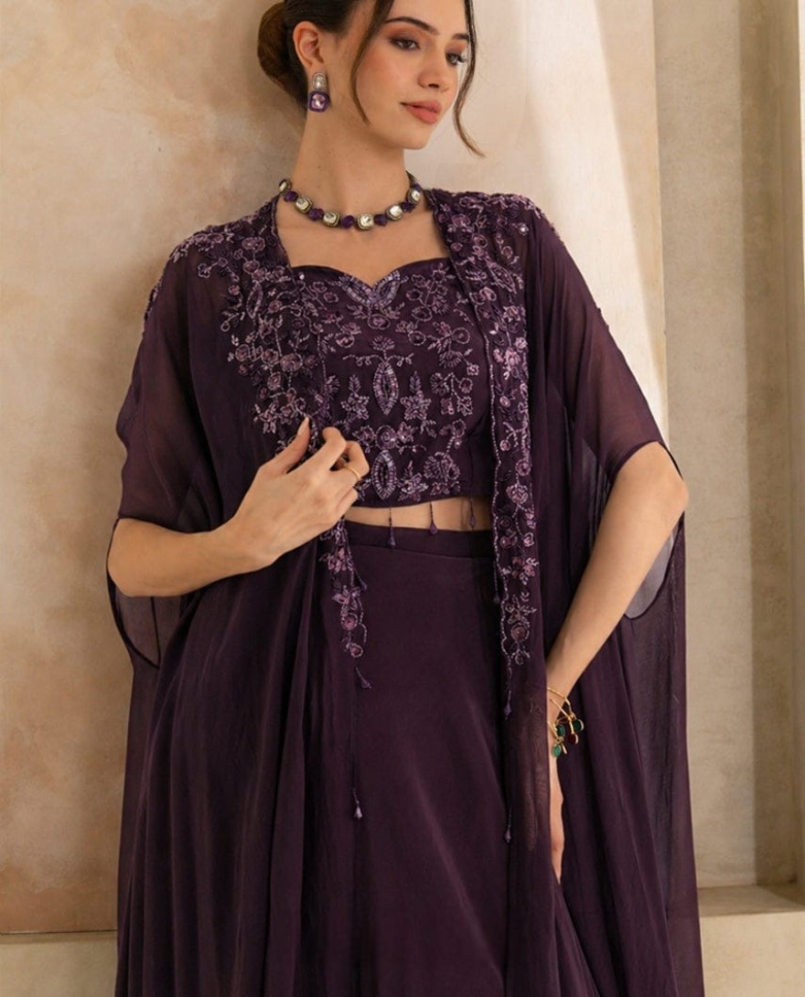 PURPLE - Regal Embellished Indo-Western Set
