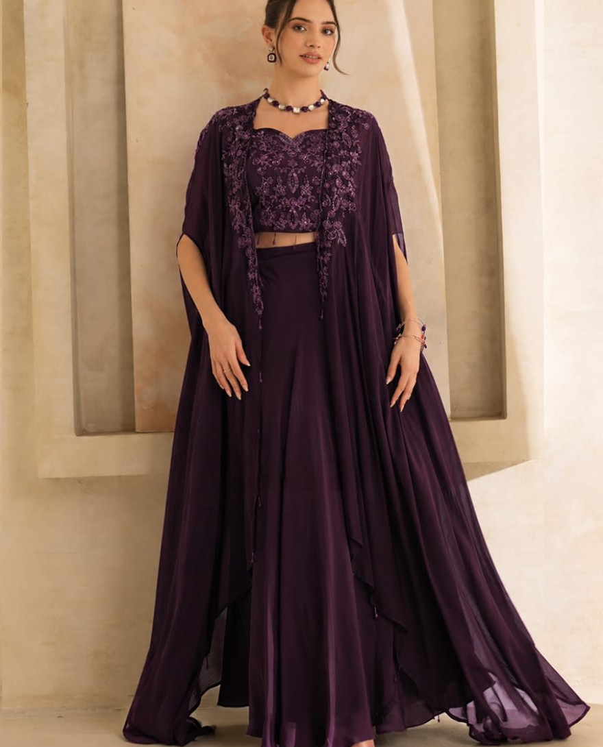 PURPLE - Regal Embellished Indo-Western Set