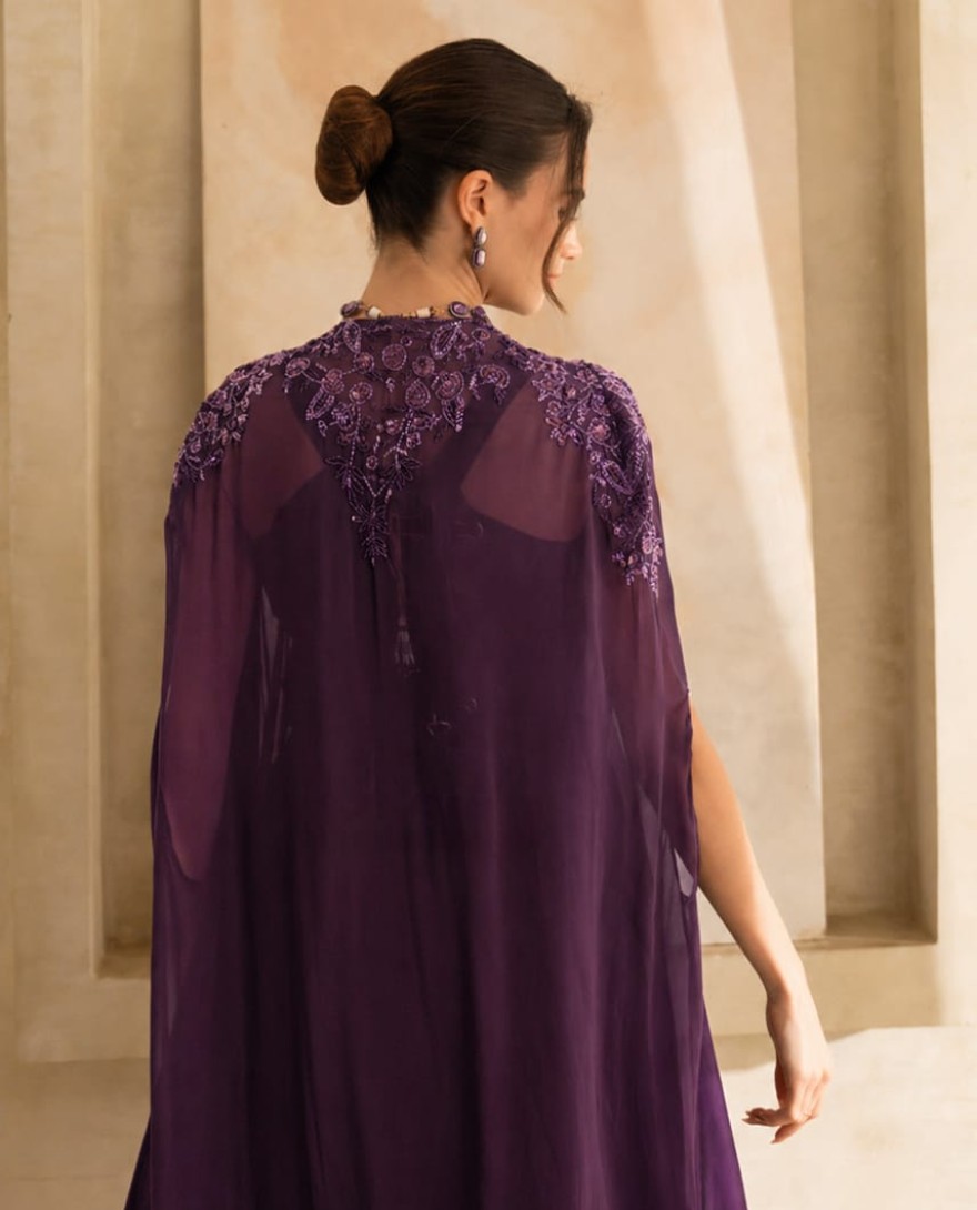 PURPLE - Regal Embellished Indo-Western Set