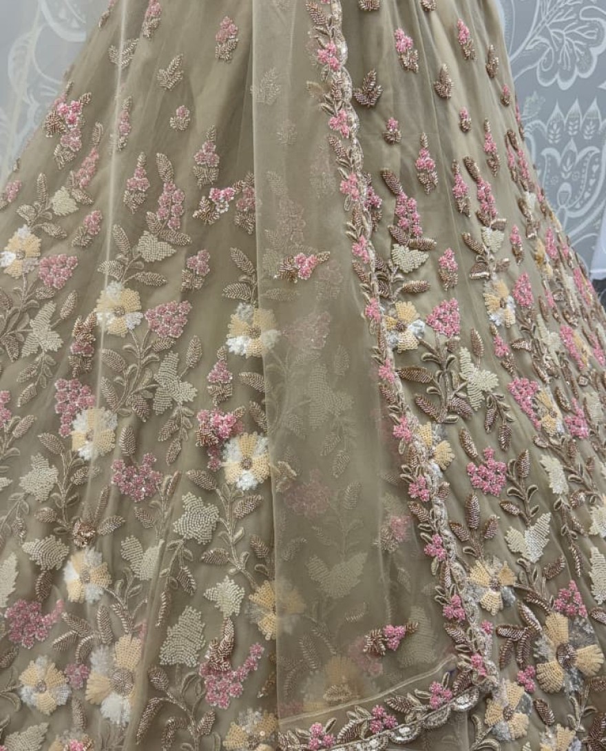 Yellow - Handwork Yellow and Motif Work Designer Partywear Lehengacholi 