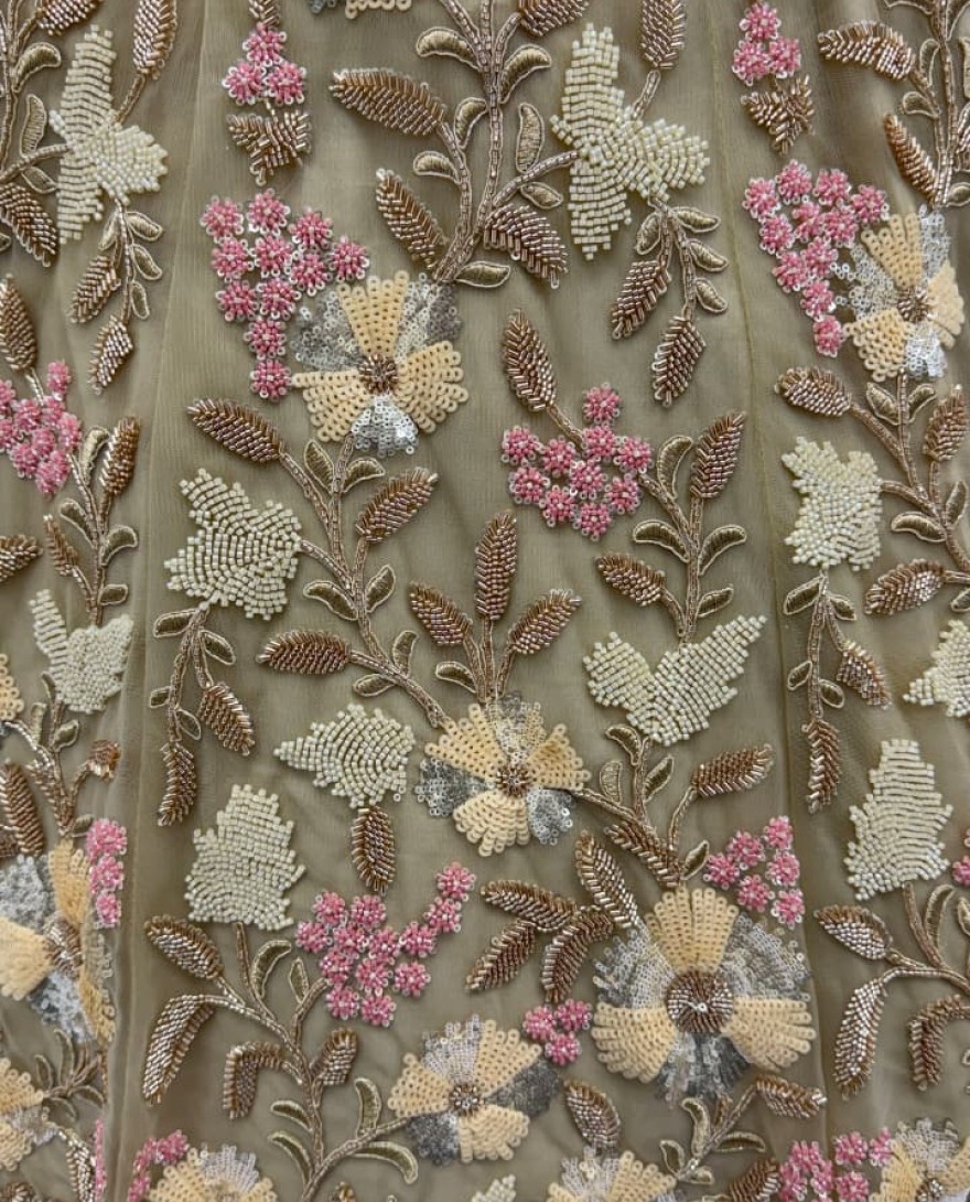 Yellow - Handwork Yellow and Motif Work Designer Partywear Lehengacholi 