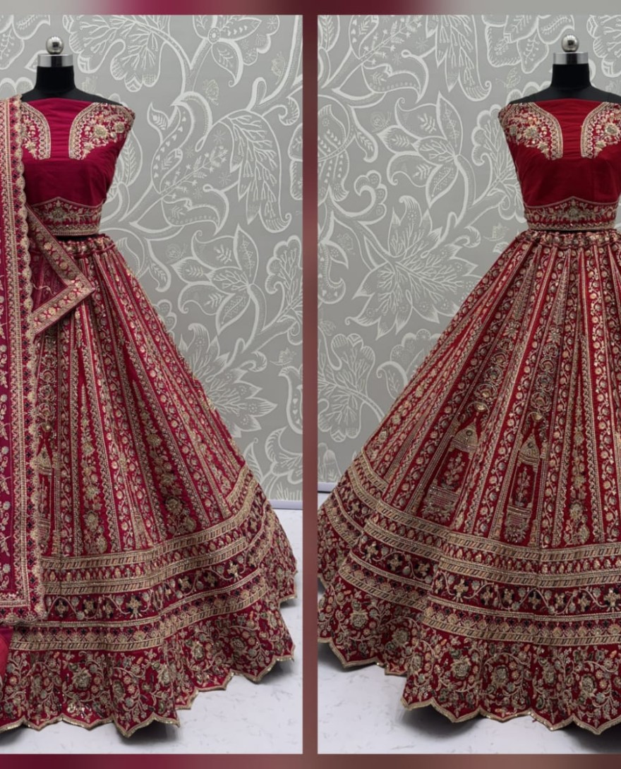 PINK - Double Pink Dupatta Combine Beautiful Color Cadbury Silk Designer Bridal Lehenga Choli 