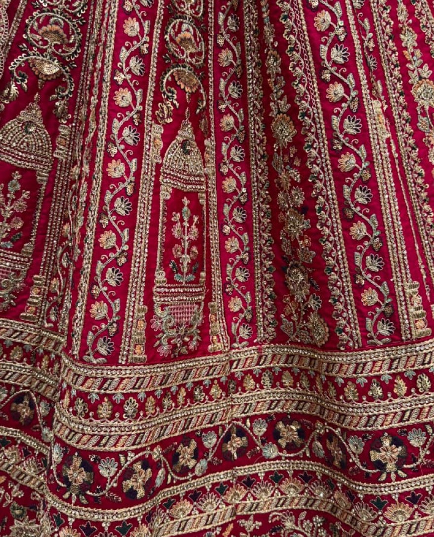 PINK - Double Pink Dupatta Combine Beautiful Color Cadbury Silk Designer Bridal Lehenga Choli 