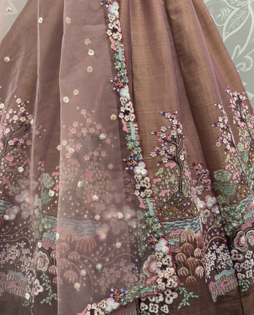 BROWN - Eye-Catchy Brown Color Range Rainbow Shaded Sequins Work Partywear Lehengacholi 