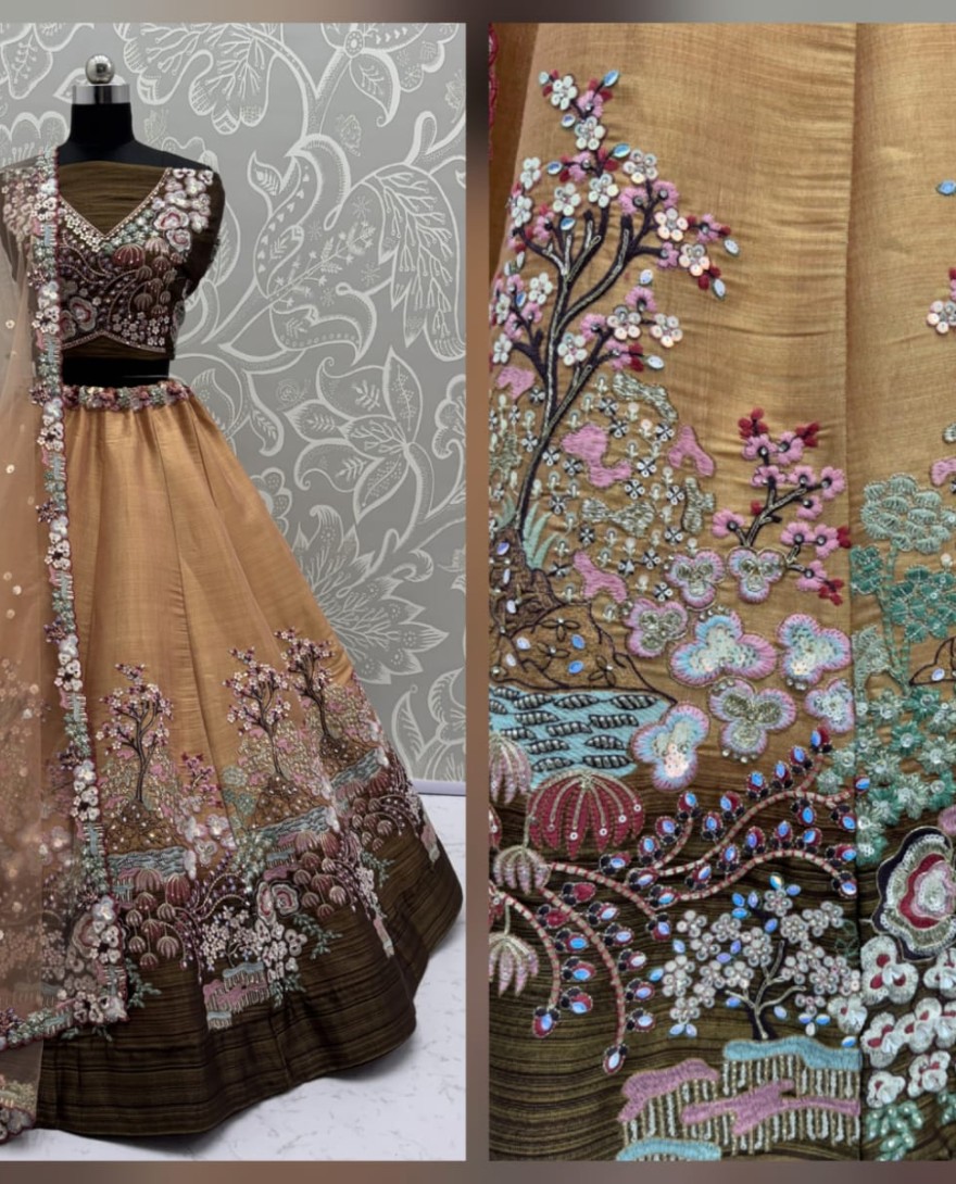 YELLOW - Eye-Catchy Yellow Color Range Rainbow Shaded Sequins Work Partywear Lehengacholi 