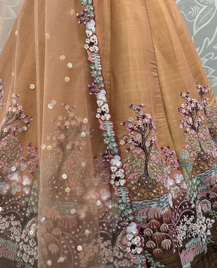 YELLOW - Eye-Catchy Yellow Color Range Rainbow Shaded Sequins Work Partywear Lehengacholi 