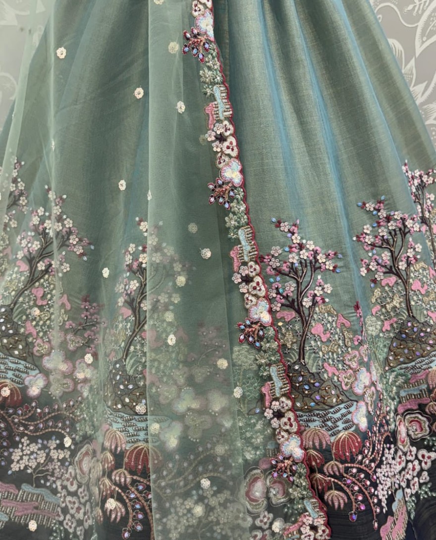 BLUE - Eye-Catchy Blue Color Range Rainbow Shaded Sequins Work Partywear Lehengacholi 