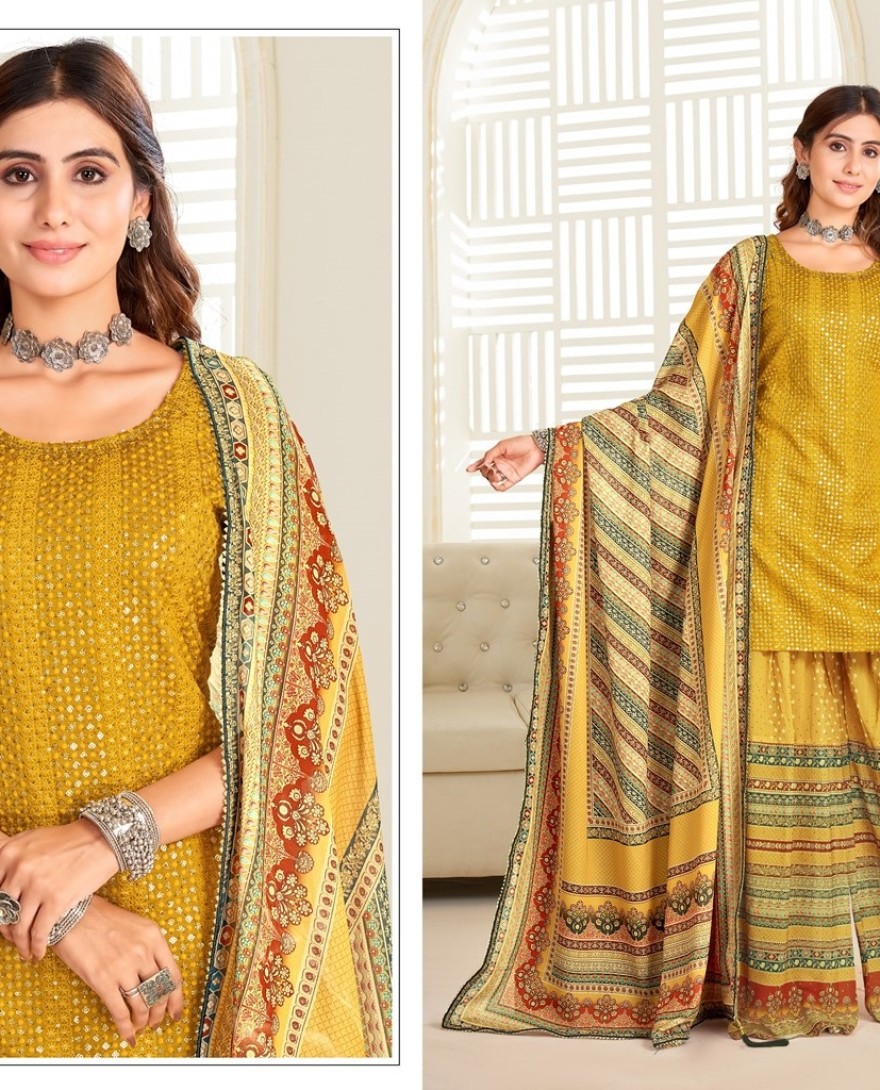 120 - PREMIUM EMBROIDERED GOWN WITH DUPATTA PRESENT NEW DESIGN