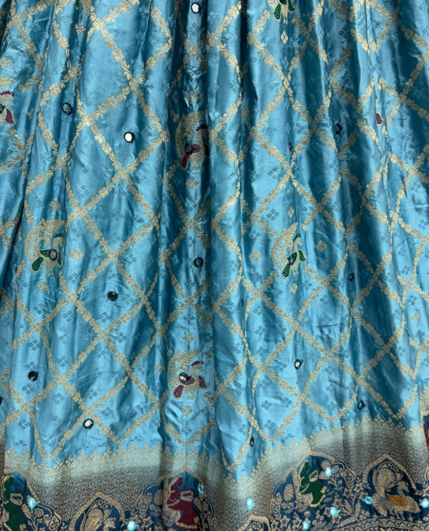 2881blue - Elegant Look Blue Georgette Satin Fabric Crafted Lehenga Choli for this Wedding Season