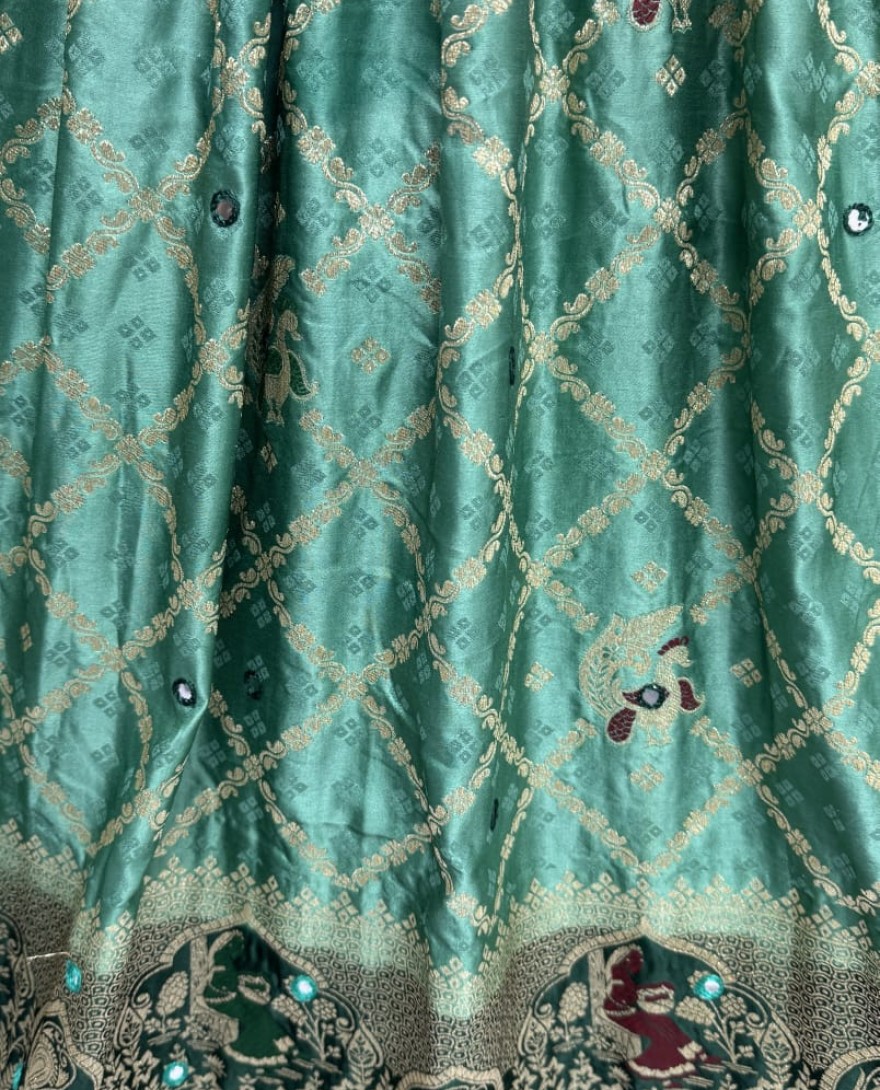 2881green - Elegant Look Green Georgette Satin Fabric Crafted Lehenga Choli for this Wedding Season