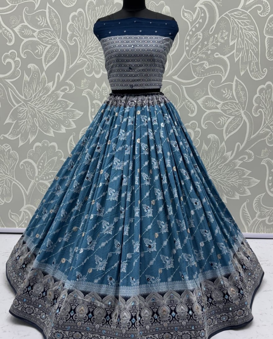 2882blue - Graceful Pattern Blue Eye-Catchy Color range Sober wedding wear lehenga choli 