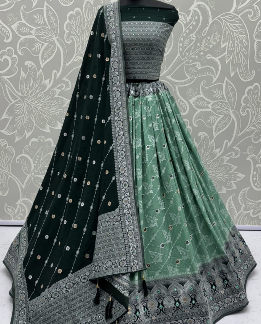 2882green - Graceful Pattern Green Eye-Catchy Color range Sober wedding wear lehenga choli 
