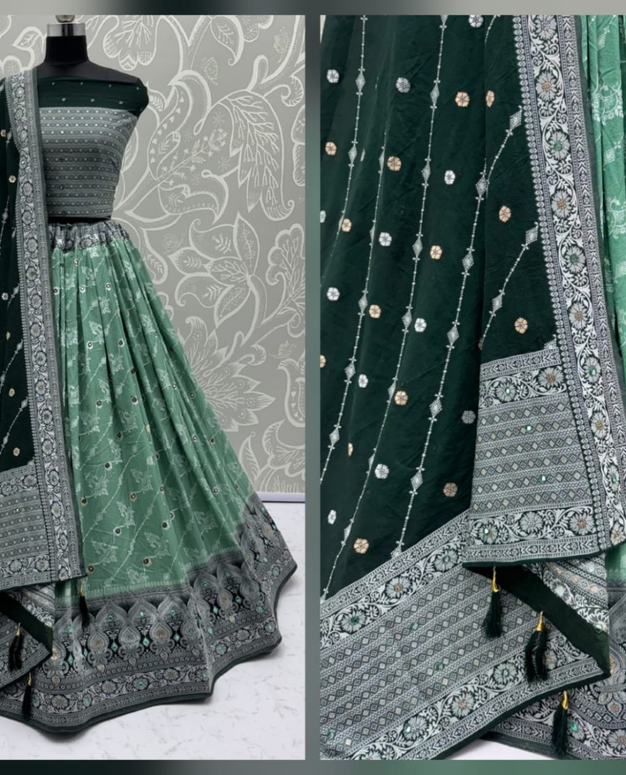 2882green - Graceful Pattern Green Eye-Catchy Color range Sober wedding wear lehenga choli 