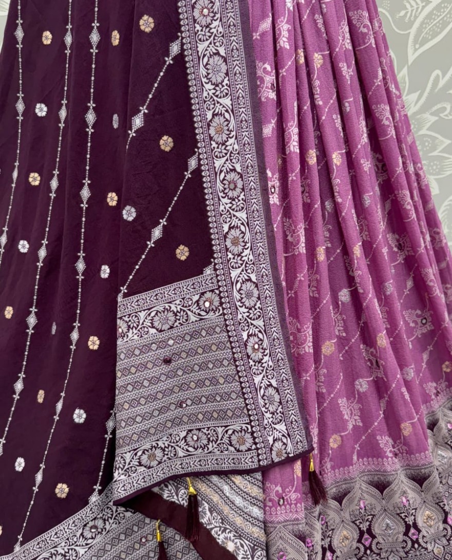 2882purple - Graceful Pattern Purple Eye-Catchy Color range Sober wedding wear lehenga choli 