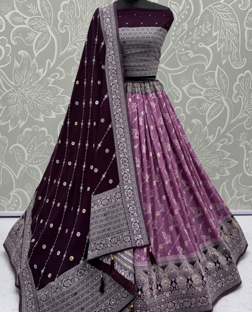 2882purple - Graceful Pattern Purple Eye-Catchy Color range Sober wedding wear lehenga choli 