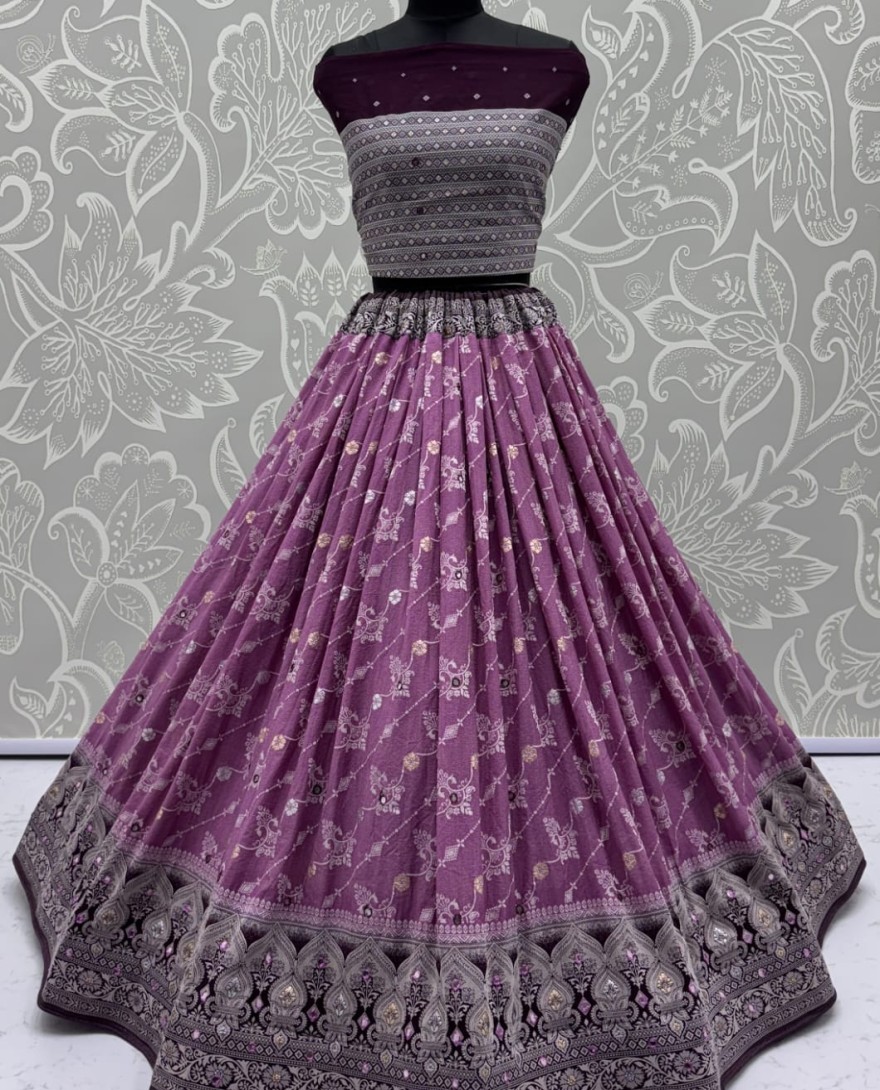2882purple - Graceful Pattern Purple Eye-Catchy Color range Sober wedding wear lehenga choli 