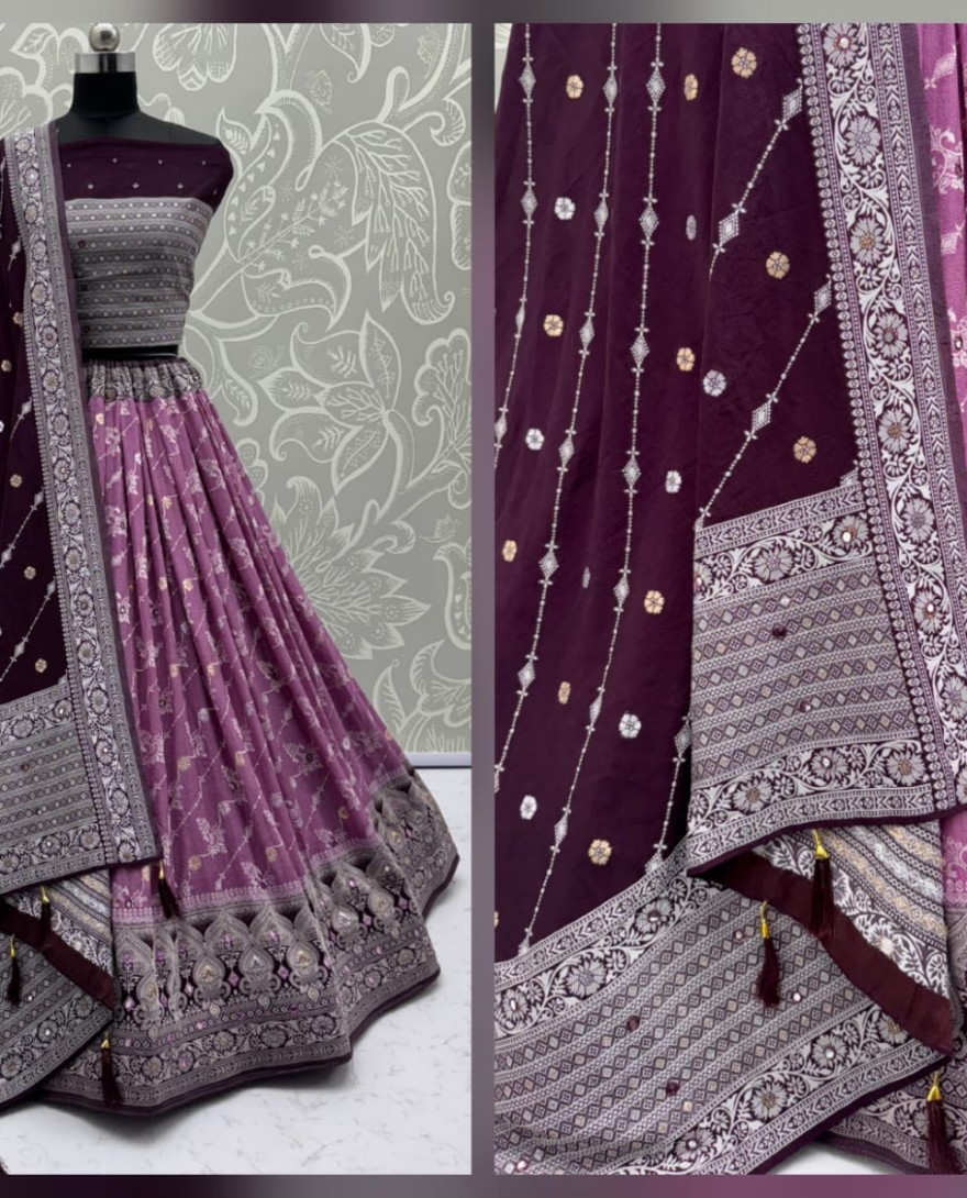 2882purple - Graceful Pattern Purple Eye-Catchy Color range Sober wedding wear lehenga choli 