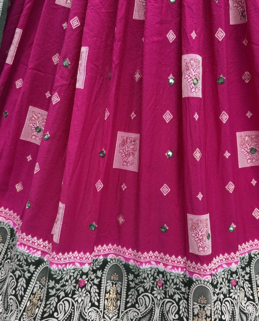 2884magenta - Eye-Catchy Magenta Color range Sober Work Georgette Fabric wedding wear lehenga choli 