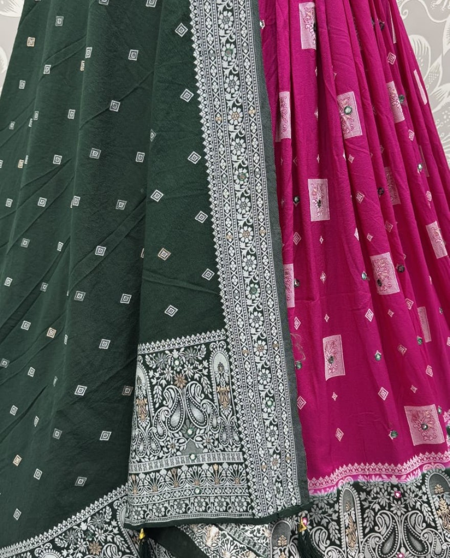 2884magenta - Eye-Catchy Magenta Color range Sober Work Georgette Fabric wedding wear lehenga choli 