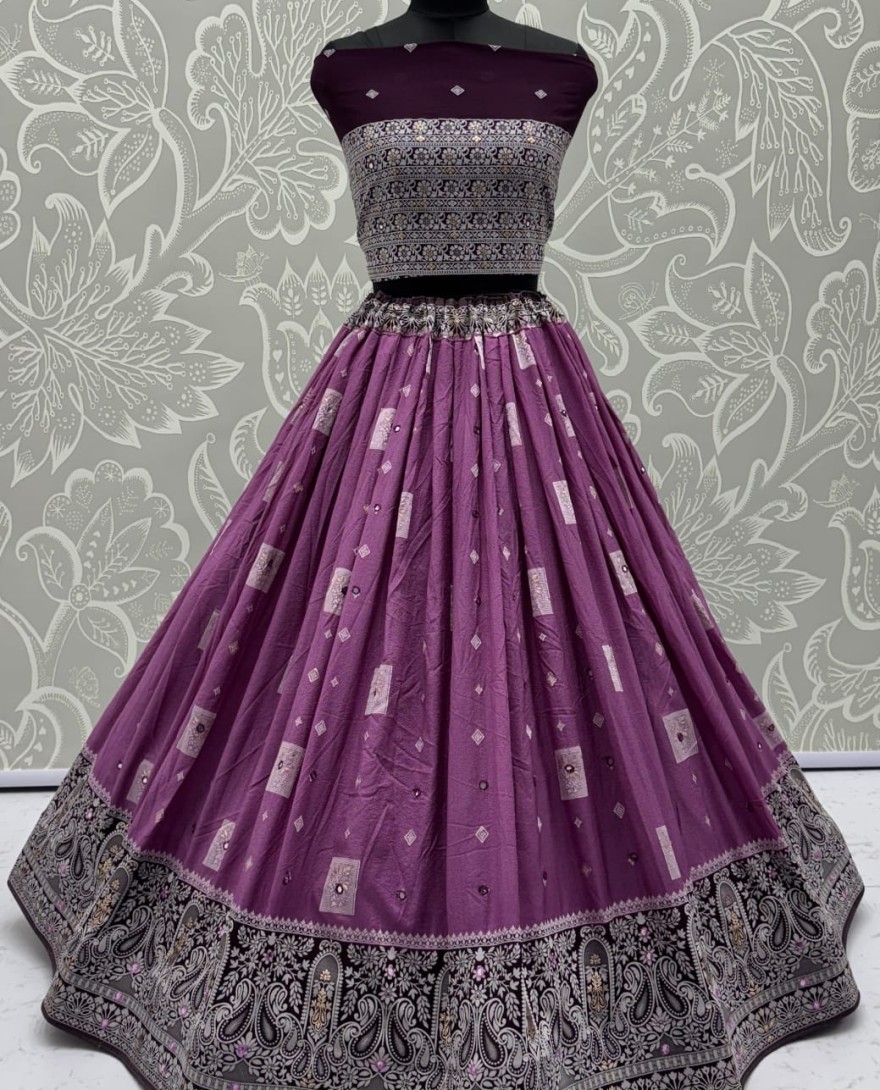 2884purple - Eye-Catchy Purple Color range Sober Work Georgette Fabric wedding wear lehenga choli 