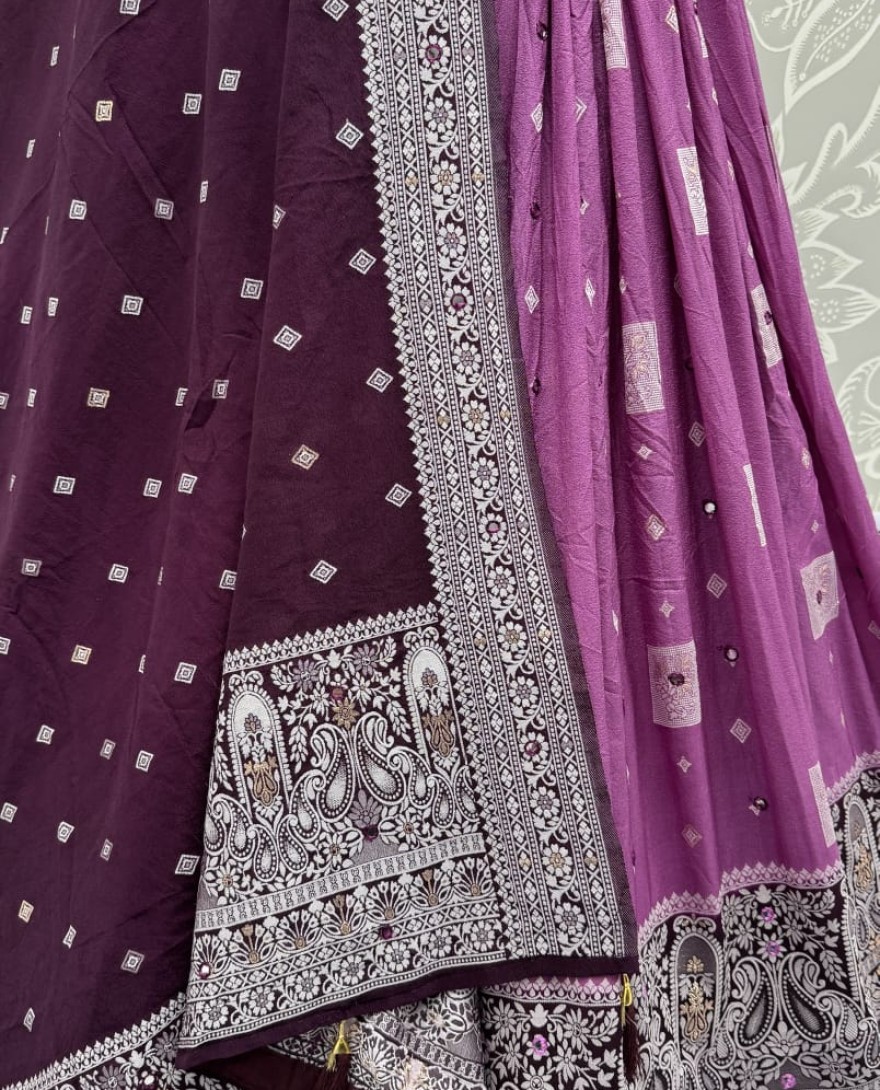 2884purple - Eye-Catchy Purple Color range Sober Work Georgette Fabric wedding wear lehenga choli 