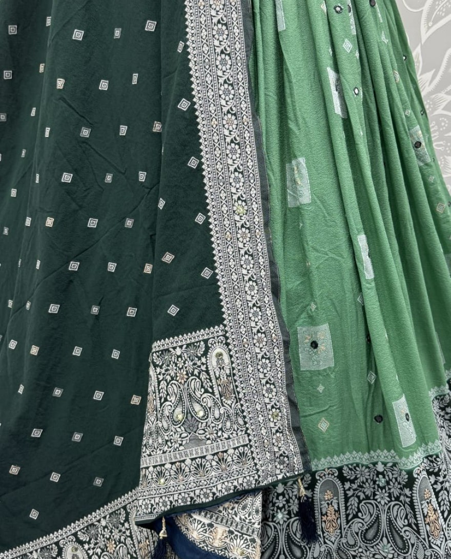 2884green - Eye-Catchy Green Color range Sober Work Georgette Fabric wedding wear lehenga choli 