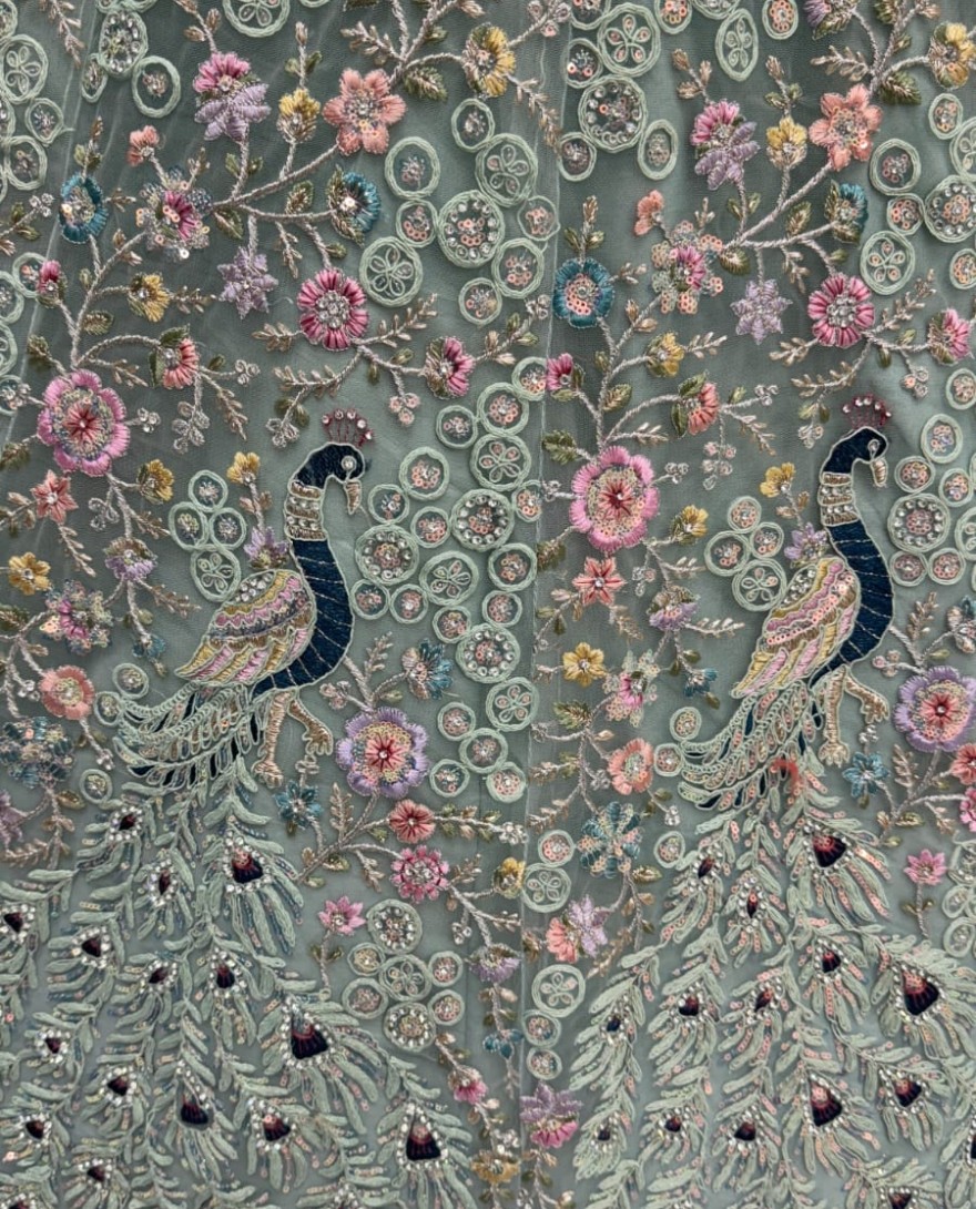 Blue - Stunning Peacock Blue Embroidered Crafted Partywear Lehenga Choli with dupatta and blouse 