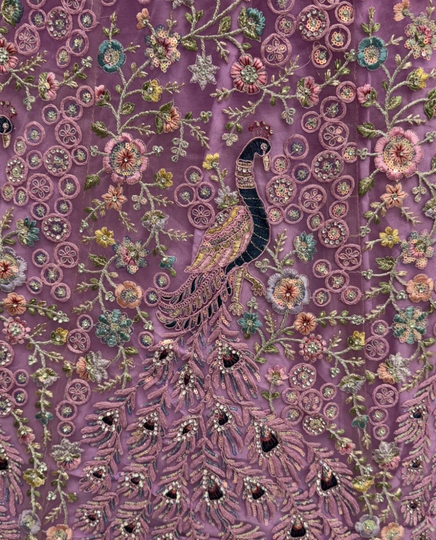 Purple - Stunning Peacock Purple Embroidered Crafted Partywear Lehenga Choli with dupatta and blouse 