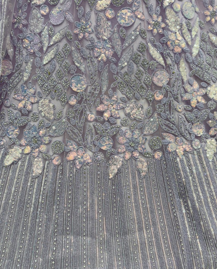 Lavender  - Eye-Catchy Lavender Lehengacholi studded with zircon diamond and Full of Sequins work 