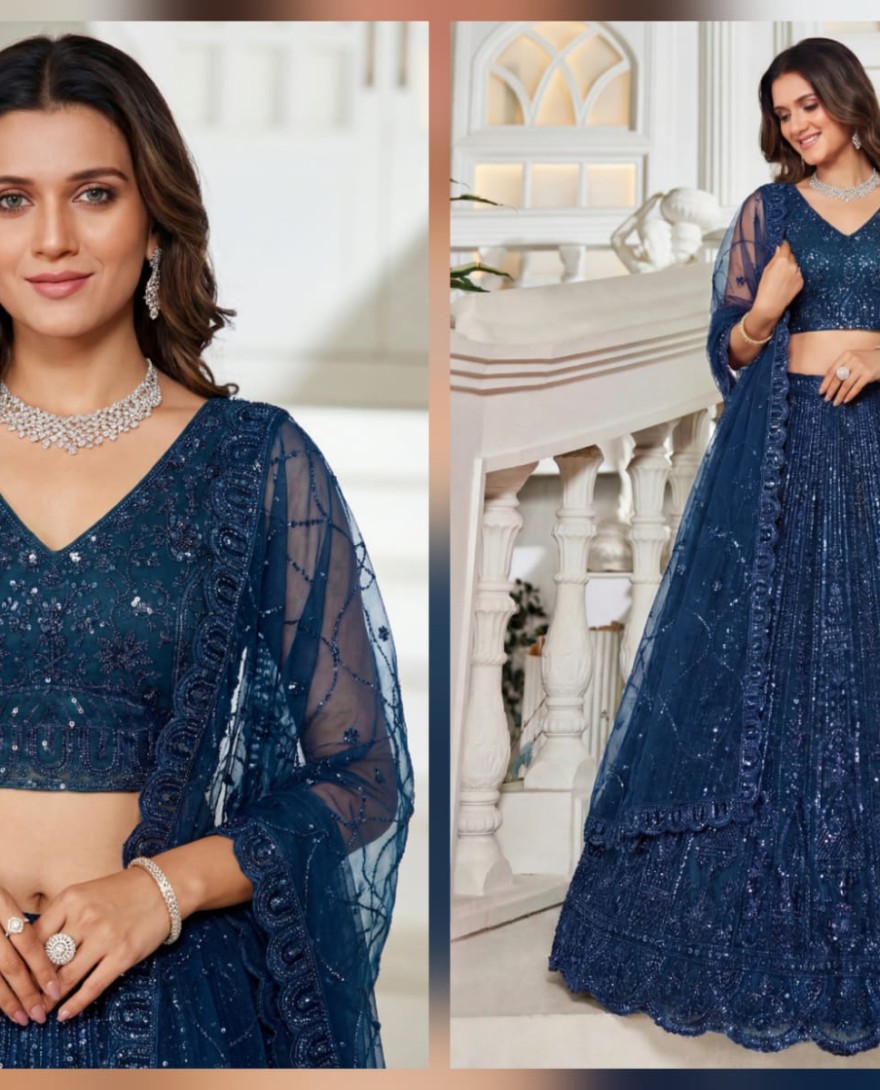 BLUE - Blue Designer Lehenga Choli in Handwork 