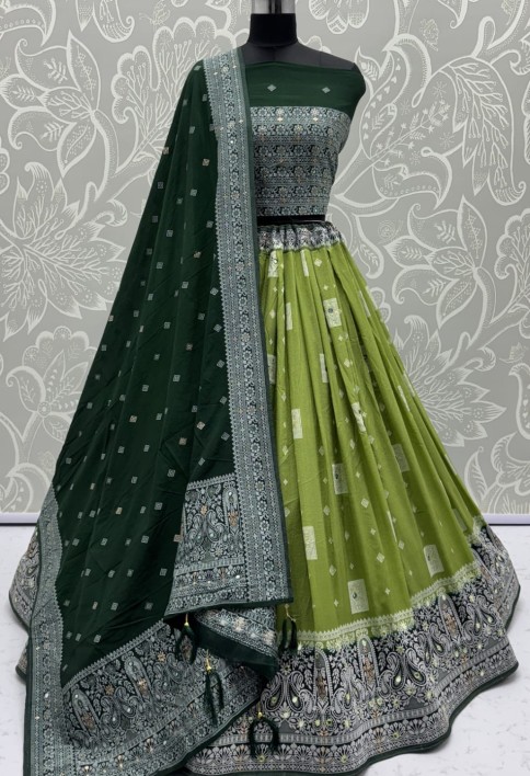 Eye-Catchy  Green Color range Sober Work Georgette Fabric wedding wear lehenga choli 