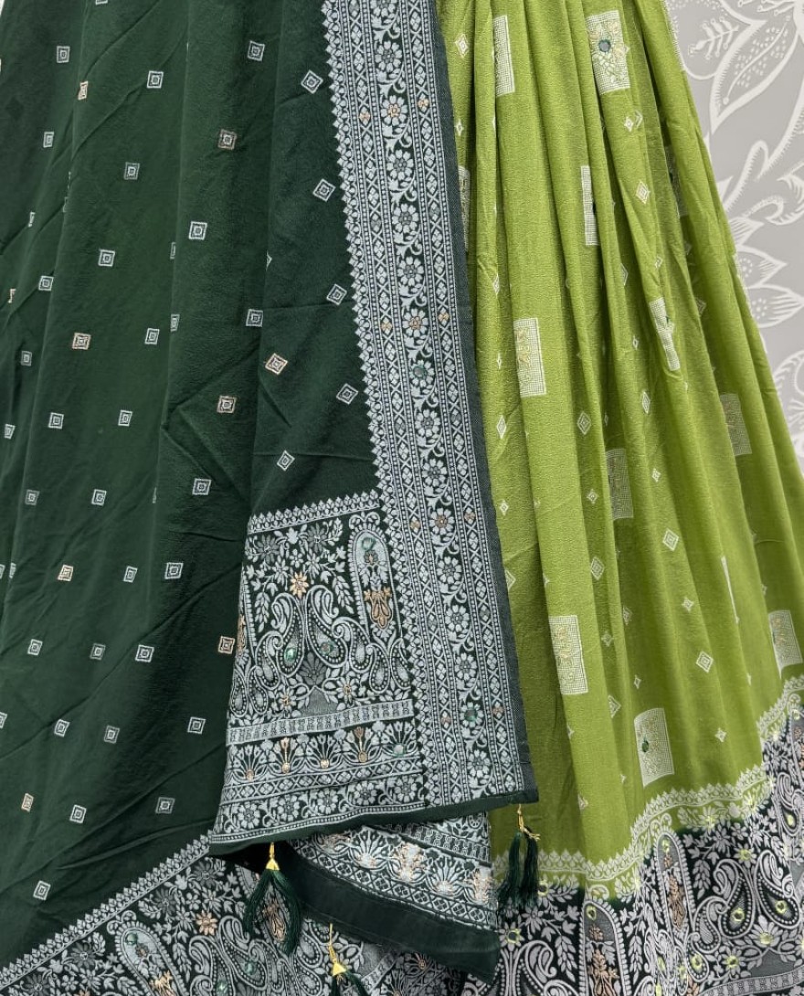 Green - Eye-Catchy  Green Color range Sober Work Georgette Fabric wedding wear lehenga choli 