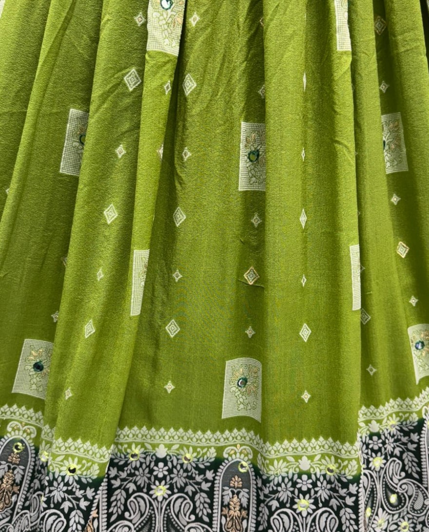 Green - Eye-Catchy  Green Color range Sober Work Georgette Fabric wedding wear lehenga choli 