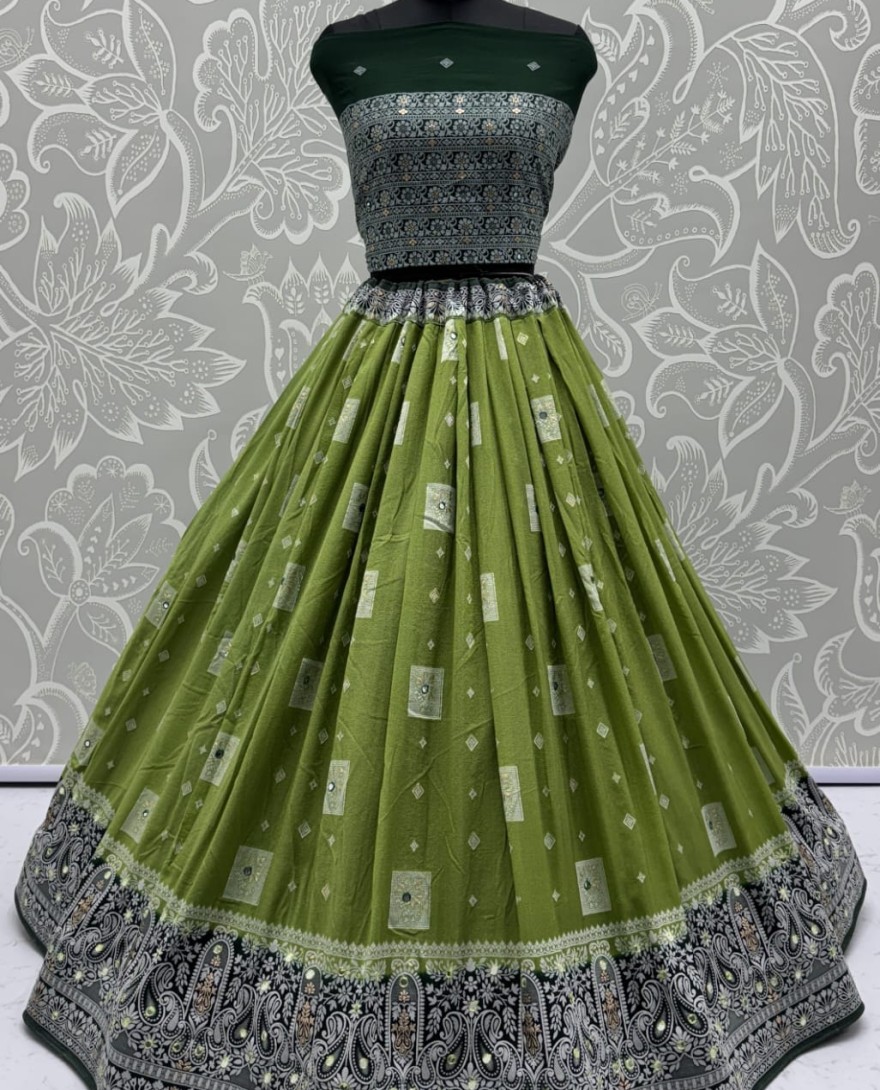 Green - Eye-Catchy  Green Color range Sober Work Georgette Fabric wedding wear lehenga choli 