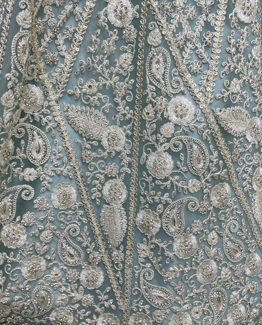 2564-blue - Dori and Zircon Diamond blue Combine Designer Partywear Lehengacholi 