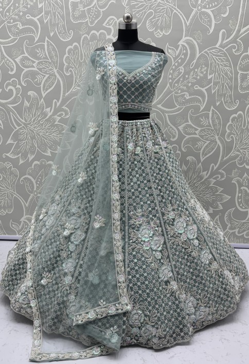 Amazing Handwork Beads and Motif Sequinned with Blue Dori Embroidery Perfect Party wear Lehenga choli 