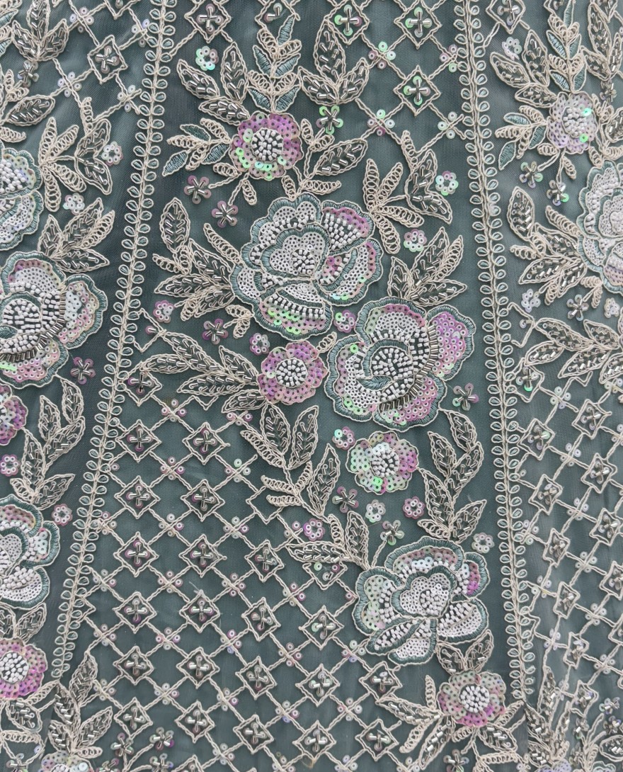 2876-blue - Amazing Handwork Beads and Motif Sequinned with Blue Dori Embroidery Perfect Party wear Lehenga choli 