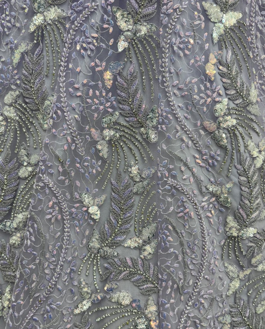 2879lavender - Beautiful Lavender Dupatta on  Matching Designer Embroidered Reception wear Lehenga choli 