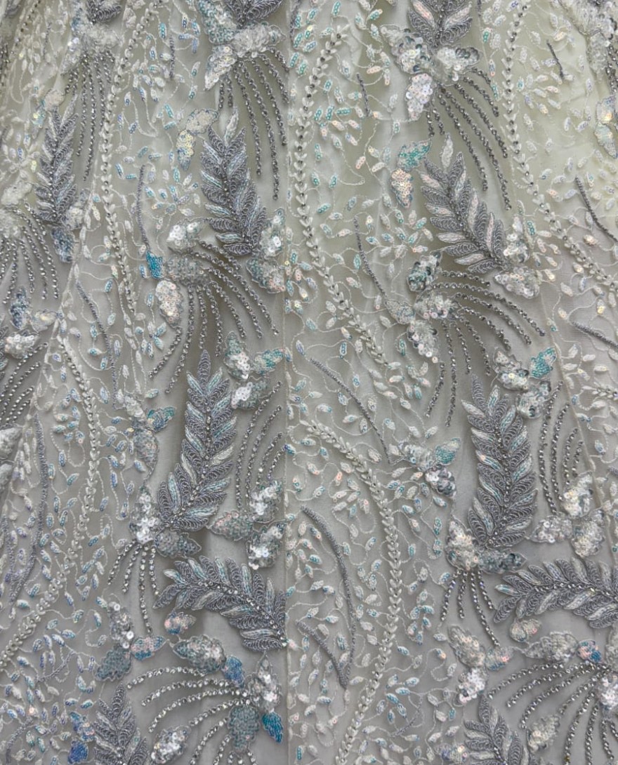 2879white - Beautiful Off White Dupatta on  Matching Designer Embroidered Reception wear Lehenga choli 