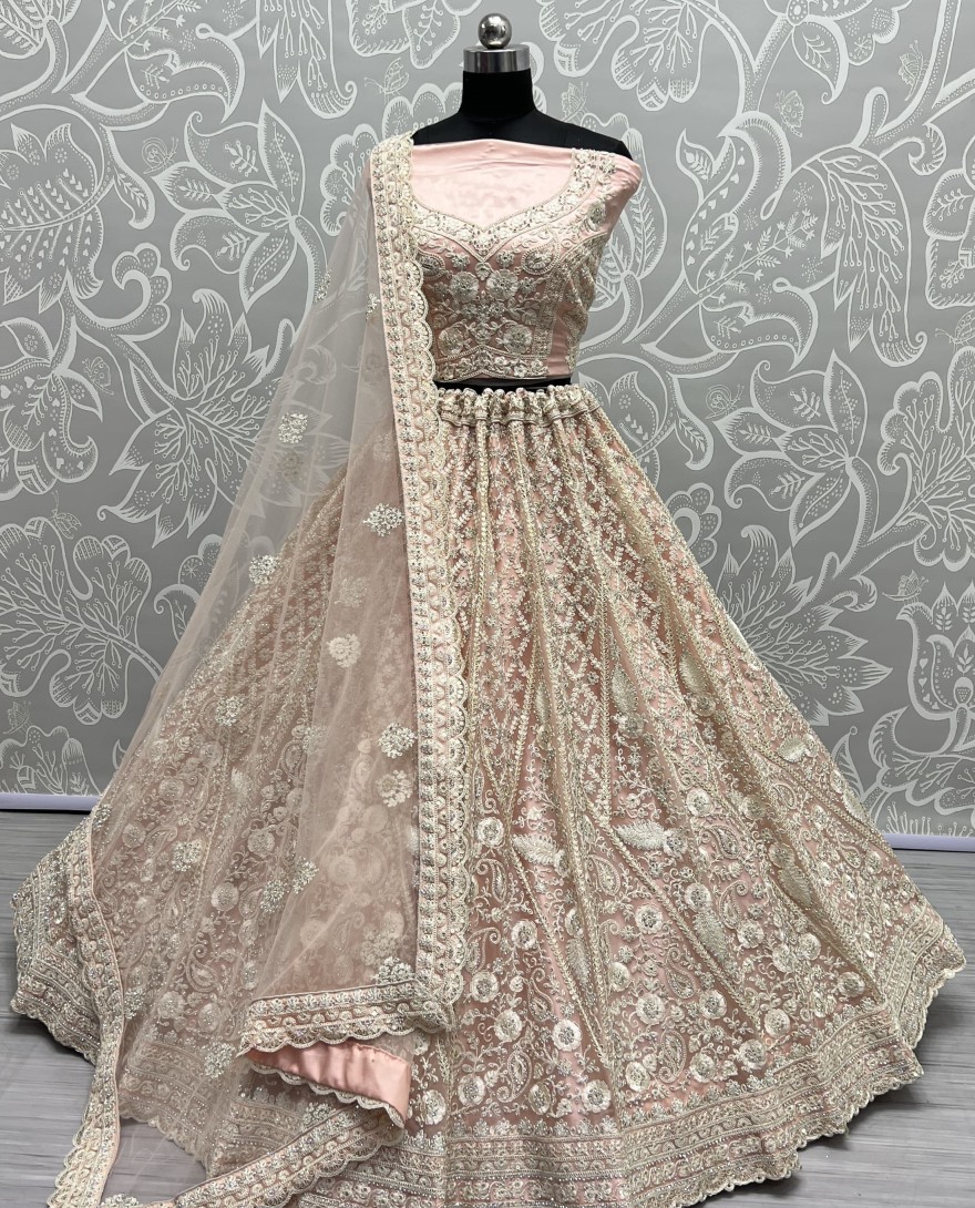 2564-pink - Dori and Zircon Diamond pink Combine Designer Partywear Lehengacholi 