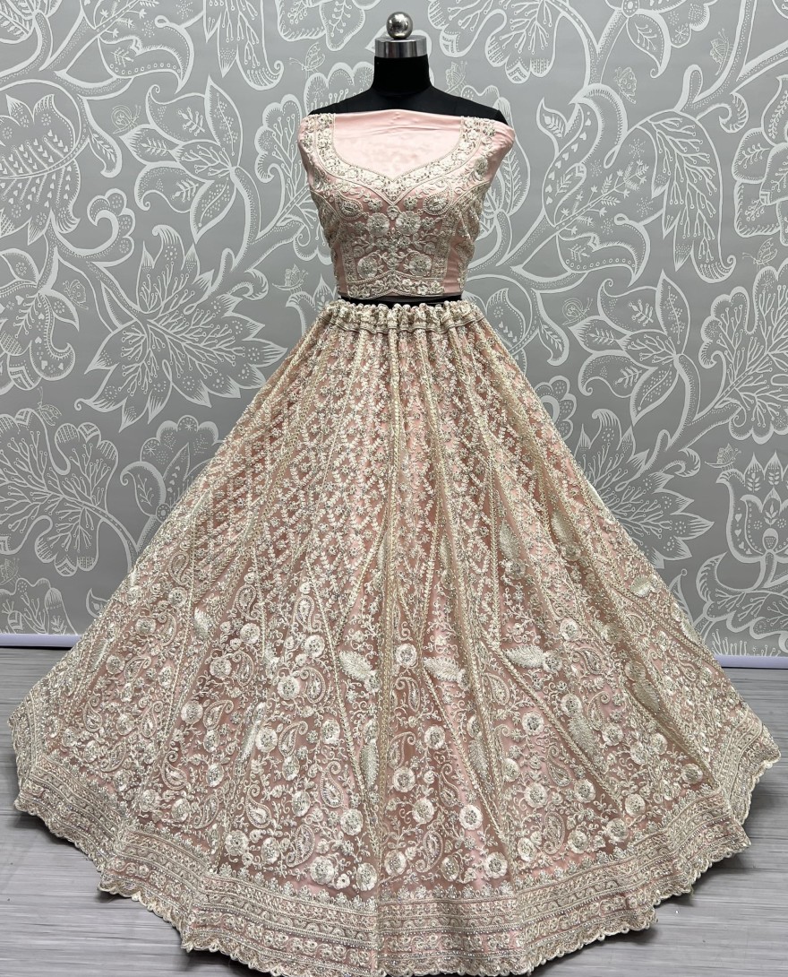 2564-pink - Dori and Zircon Diamond pink Combine Designer Partywear Lehengacholi 