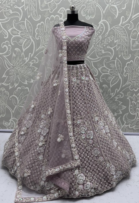 Amazing Handwork Beads and Motif Sequinned with Pink Dori Embroidery Perfect Party wear Lehenga choli 